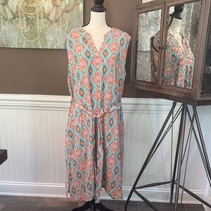 Like Love Pink and Blue V-Neck Sundress Midi, sz 1X